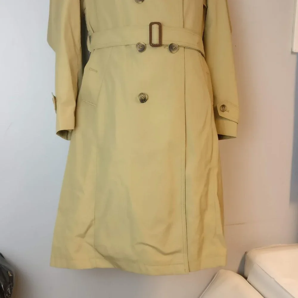 XDouble Breasted belted Long Trench Coat, Made in Poland,Pocket Nova Check Lined - Picture 2 of 15